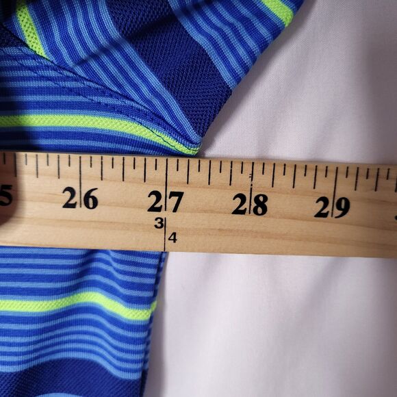 Nike Polo Shirt Mens XXL Striped Blue, Green Tour Performance Dri Fit Golf - Picture 7 of 11